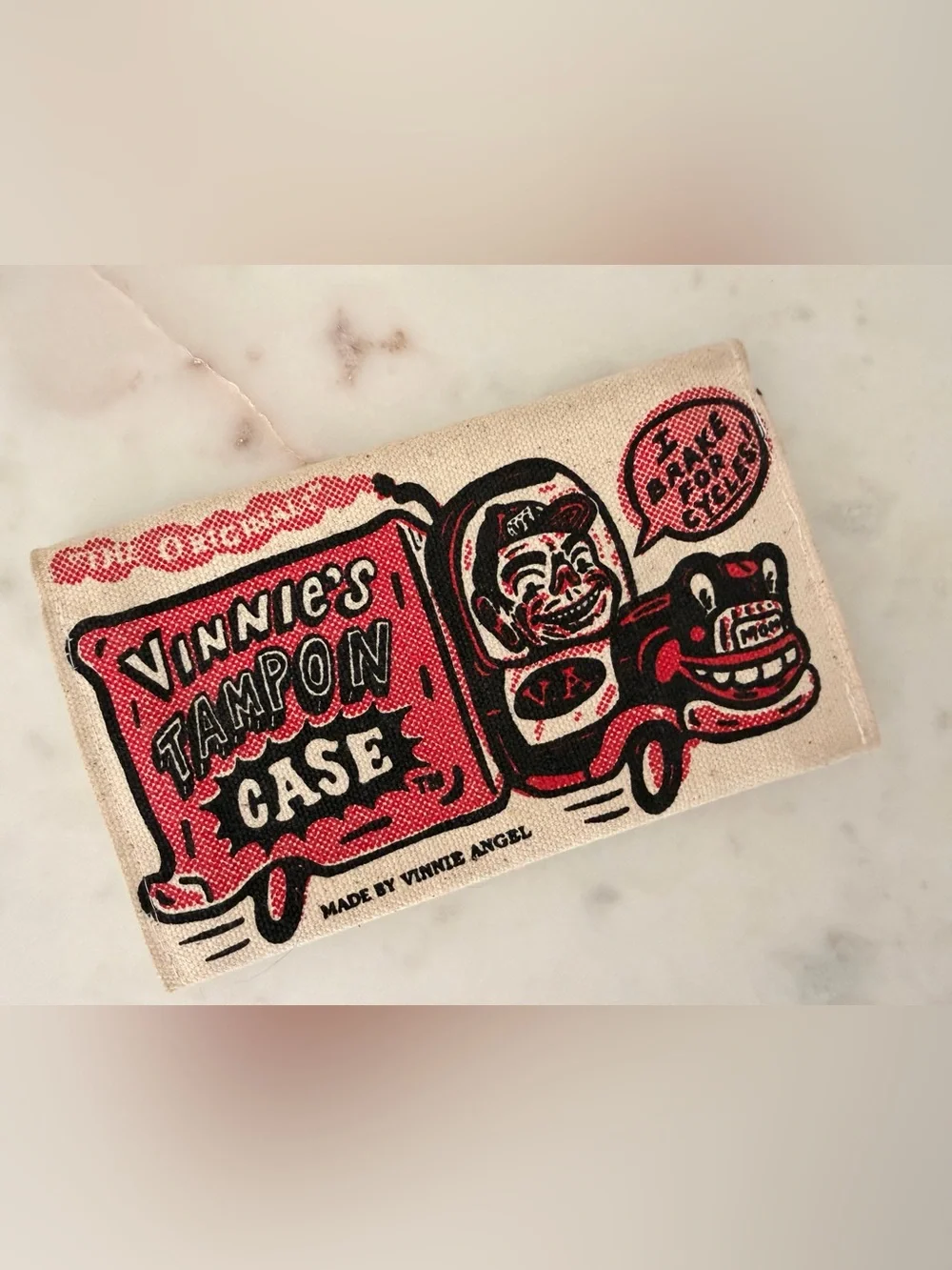 Tampon Case Cosmetic Pouch in Beige and Red